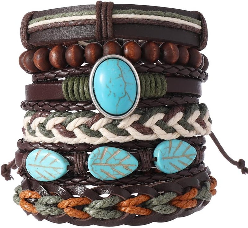 JAVMOO Gothic Bracelet Adjustable Punk Braided Leather Multilayer Grunge Set Bracelets Emo Metal Cuff Wrap Bangles Meaningful Gift - Image 1